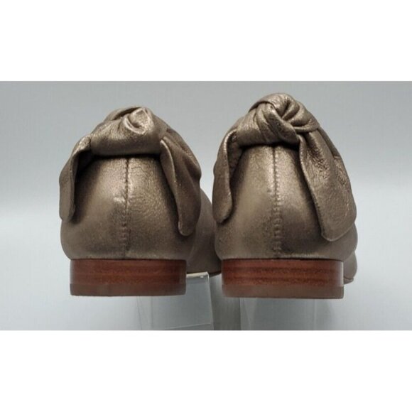 Bernardo Women Eloise Leather Bow Ballet Flat 7 Platinum Distressed Leather Gold - Picture 14 of 16